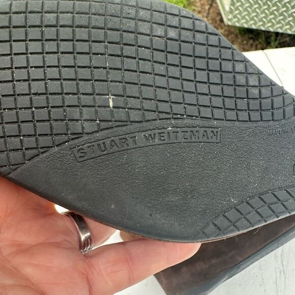 Stuart Weitzman Brown Rabbit Fur-Trimmed Wedge Boots - Picture 5 of 8